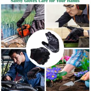 AIGEVTURE Heavy Duty Synthetic Leather Impact Work Gloves Men, Mechanic Gloves, Sensitive Touch Screen Flexible Grip Gloves for Work