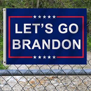 Lets Go Brandon Flag, 3 x 5 Feet Let's Go Brandon Flag with 4 Pcs Trump 2024 Sticker, Brandon Flag Lets Go Brandon Flag with Brass Grommets for Indoor Outdoor, Garden Flag Anti-Ultraviolet Fading