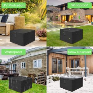 Firepit Covers Square 36x36 Inch Gas Fire-Pit-Cover Waterproof Outdoor Fire Table Coverage Patio Fireplace Heavy Duty 600D Waterproof with PVC Coating