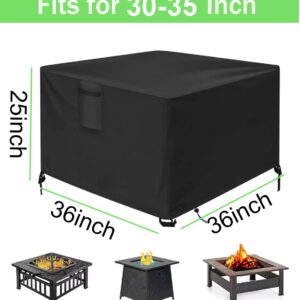 Firepit Covers Square 36x36 Inch Gas Fire-Pit-Cover Waterproof Outdoor Fire Table Coverage Patio Fireplace Heavy Duty 600D Waterproof with PVC Coating