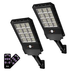 solar street lights 144 led solar parking lot lights remote control street lights solar powered motion light dusk to dawn solar security flood light for street gutter porch garage driveway-2 pack