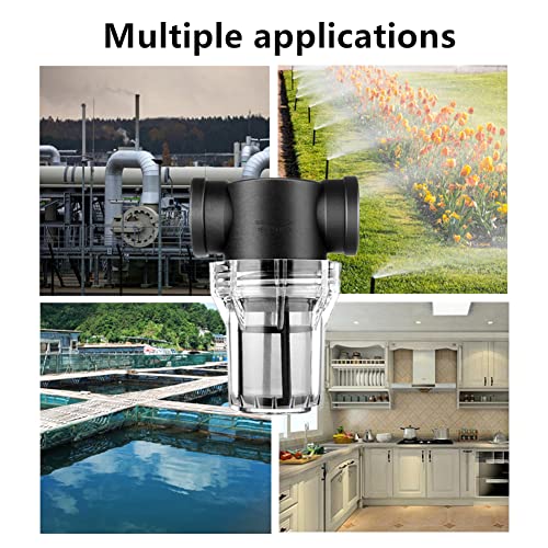 1/2" Sediment Filter Attachment Water Filter T Strainer with 80Mesh Filter Screen Plastic Inline Hose Filter Twist-On Pipe Strainer for Municipal Water,Garden Hose,RV