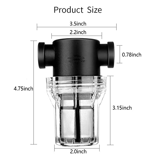 1/2" Sediment Filter Attachment Water Filter T Strainer with 80Mesh Filter Screen Plastic Inline Hose Filter Twist-On Pipe Strainer for Municipal Water,Garden Hose,RV