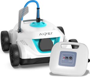 aiper automatic pool cleaner, robotic pool vacuum for above ground pools with 33ft swivel floating cable- orca 800 mate, white
