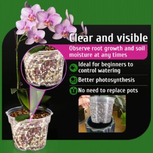 REMIAWY Orchid Pot, 9 Pack Orchid Pots with Holes, 3 Each of 4.8, 5.7 and 6.4 Inch Clear Orchid Pots for Repotting, Plastic Flower Plant Pot Indoor Outdoor, Slotted Orchids Planter