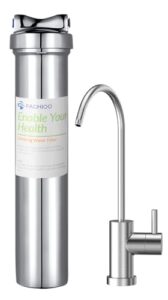 fachioo stainless steel under sink water filter with ceramics purification filter, under sink water filtration system, nsf/ansi 42 certified, reduces pfas, pfoa/pfos, lead, chlorine, bad taste & odor
