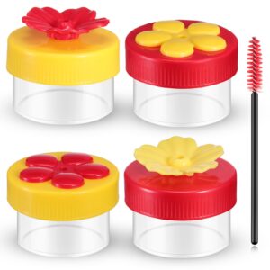 hand hummingbird feeder 4 pieces window flower hummingbird feeder mini handheld hummingbird feeder humming bird feeder wild bird feeders with cleaning brush for outdoor supplies, red and yellow