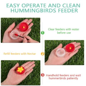 Hand Hummingbird Feeder 4 Pieces Window Flower Hummingbird Feeder Mini Handheld Hummingbird Feeder Humming Bird Feeder Wild Bird Feeders with Cleaning Brush for Outdoor Supplies, Red and Yellow