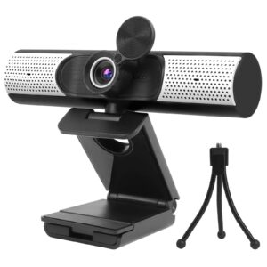 1080p webcam with microphone, speaker & privacy cover. fhd usb webcam with tripod, plug and play, for video calling, recording, teaching, conferencing, streaming and gaming