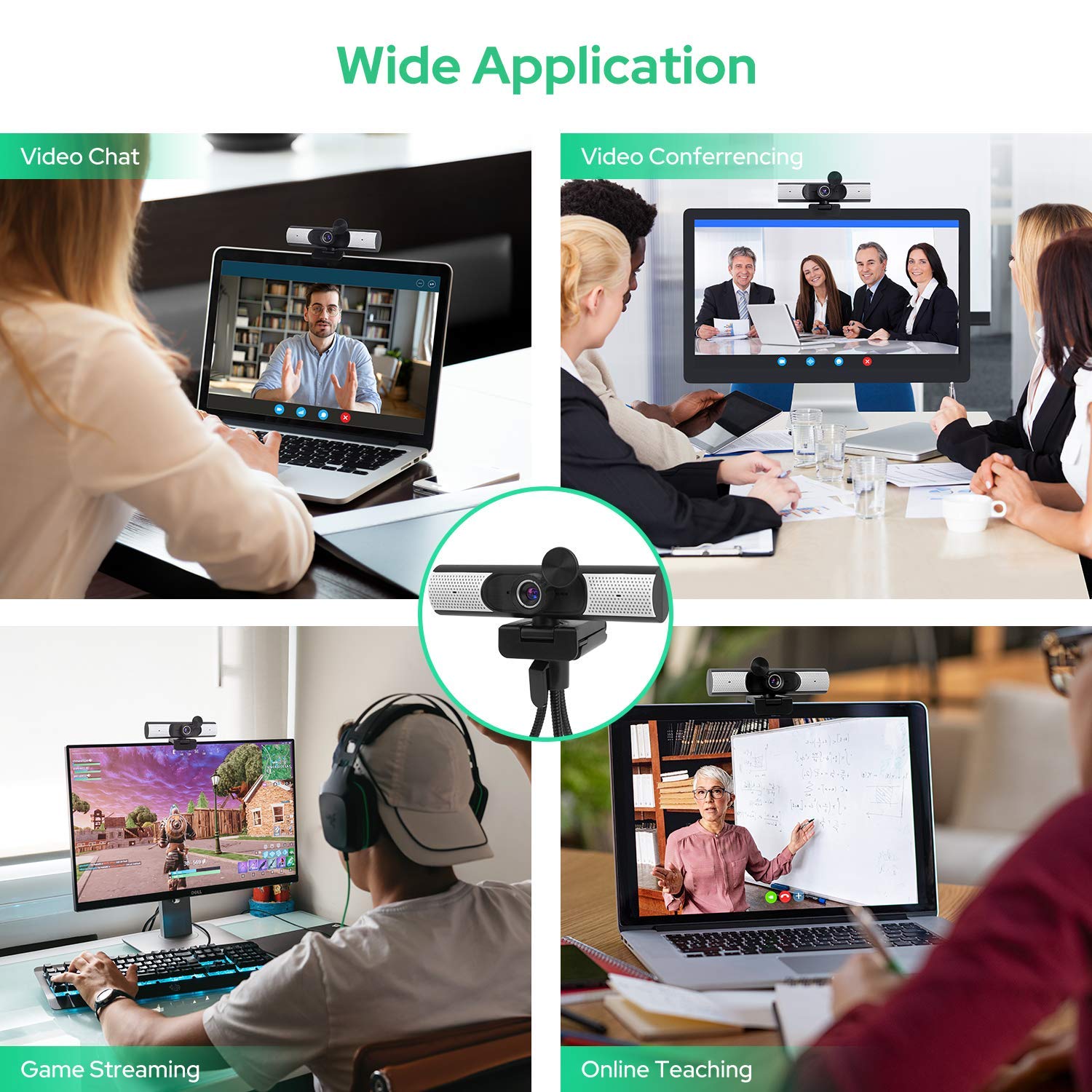 1080P Webcam with Microphone, Speaker & Privacy Cover. FHD USB Webcam with Tripod, Plug and Play, for Video Calling, Recording, Teaching, Conferencing, Streaming and Gaming