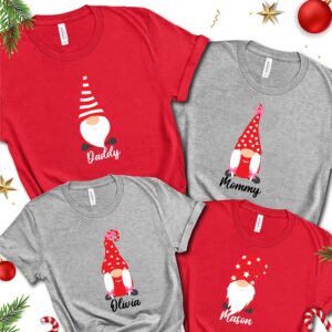 Personalized Christmas Family Gnomes T-Shirt For Family, Customized Merry Christmas Shirt, Custom Gnomes Tee, Funny Graphics Tee For Christmas, New Year Party T-Shirts, Customized Christmas Gnome Tee
