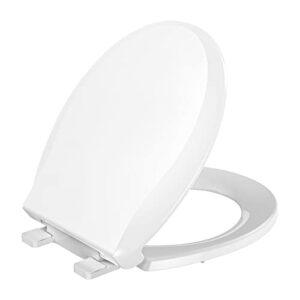 yasfel toilet seat,standard universal round toilet seat,soft close,ergonomic toilet bowl seat,fits for standard round toilet with thickened plastic lid (round, white)