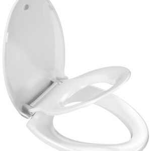 YASFEL Toilet Seat with Toddler Toilet Seat Built in, Plastic, Elongated Slow Close with Magnets For Potty Training For Kids & Adults (White, 18.5”)