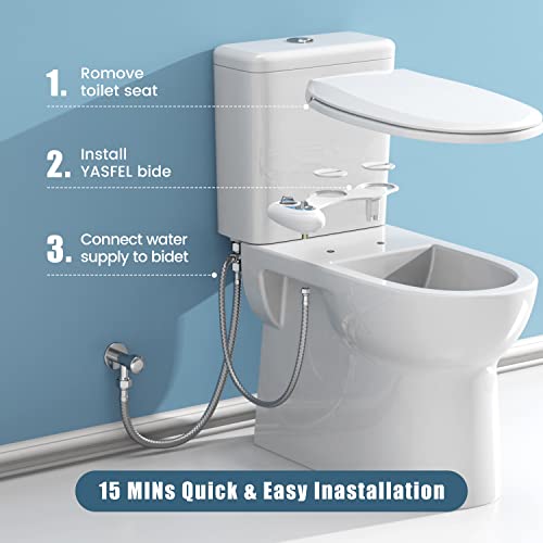 YASFEL Bidet Attachment for Toilet, Non-Electric Self-Cleaning Bidet Seat Attachment, Fresh Cold Bidet Attachment for Feminine/Posterior Wash, with Adjustable Pressure Control (Blue/White)