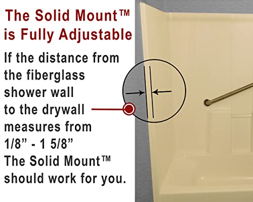 Solid Mount Grab Bar Kit - Patented Mounting Kit for Fiberglass Wall in Bathtubs & Showers/ANSI & ADA Standards/1 Kit Mounts 1 Grab Bar