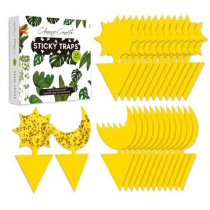 classy casita yellow sticky traps - fungus gnat trap, houseplant fly control, indoor and outdoor plant insect stakes, potted plants mosquito pest bugs catcher, gifts for plant lovers - 24-pack