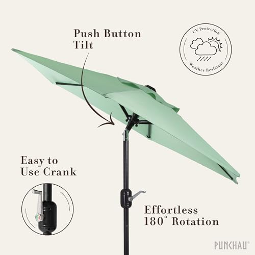 6 Ft Outdoor Patio Umbrella with Aluminum Pole, Easy Open/Close Crank and Push Button Tilt Adjustment - Sage Green Market Umbrellas