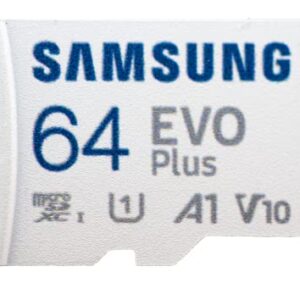 Samsung 64GB MicroSDXC EVO Plus Memory Card Works with Samsung Phones A02s, A02, A32, A12 Galaxy Series Class 10 (MB-MC64KA) Bundle with (1) Everything But Stromboli MicroSD & SD Memory Card Reader