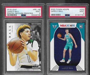 lamelo ball hoops & leaf 2 card rookie lot graded psa mint 9 rookie of the year star nba player
