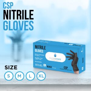 CLEAN SPACE PROJECT Nitrile Gloves, Extra Thick 5.5 Mil, Disposable, Powder Free, Latex Free (Black - Large, Box of 100)