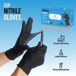 CLEAN SPACE PROJECT Nitrile Gloves, Extra Thick 5.5 Mil, Disposable, Powder Free, Latex Free (Black - Large, Box of 100)