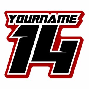 mx & atv number with name plate decals | set of 3 multicolored race numbers | you pick your number, name, sizes & colors | fully custom racing graphics