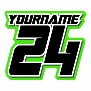 MX & ATV Number with Name Plate Decals | Set of 3 Multicolored Race Numbers | You Pick Your Number, Name, Sizes & Colors | Fully Custom Racing Graphics