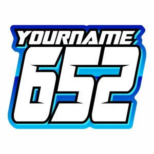 MX & ATV Number with Name Plate Decals | Set of 3 Multicolored Race Numbers | You Pick Your Number, Name, Sizes & Colors | Fully Custom Racing Graphics