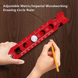 CDIYTOOL Adjustable Aluminum Alloy Woodworking Marking Gauge Compass Scriber Round Drawing Circle Ruler Adjustable Precision Drawing Supplies Measurement Tools