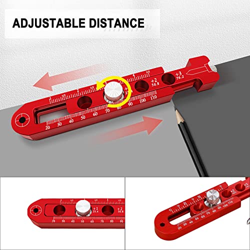 CDIYTOOL Adjustable Aluminum Alloy Woodworking Marking Gauge Compass Scriber Round Drawing Circle Ruler Adjustable Precision Drawing Supplies Measurement Tools