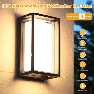 Tootok Outdoor Wall Sconce,Porch Lights Outdoor,Exterior Light Fixture,Outdoor Wall Lights,Outdoor Light Fixtures Mount,H9.7inch,Double Shades Anti-UV,LED 12W Warm White,Black,Entry,Garage,Patio