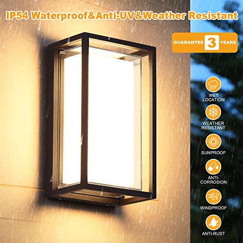 Tootok Outdoor Wall Sconce,Porch Lights Outdoor,Exterior Light Fixture,Outdoor Wall Lights,Outdoor Light Fixtures Mount,H9.7inch,Double Shades Anti-UV,LED 12W Warm White,Black,Entry,Garage,Patio