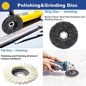 PRVEW 14PCS 4.5"x7/8“ Flap Disc&Grinding Polishing Cutting Wheel Set, 8PC T29 Zirconia&Alumina Flap Disc 40 60 80 120Grit with Grinding and Cutting Wheel, Wool Felt Disc, Strip Disc for Angle Grinder