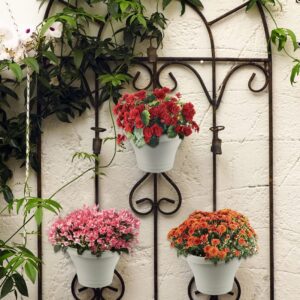 MADHOLLY 6Pcs Hanging Vertical Planter- Plastic Wall-Hanging Flowerpot with Hooks Leaky Grid- Free Combination Wall Mounted Planter for Outdoor Yard Garden Indoor Hanging Decorations (Off-White)