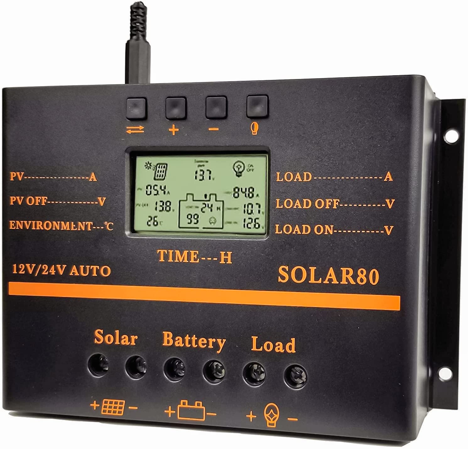 SOGTICPS 80A PWM Solar Charge Controller 12V 24V Solar Panel Charger Discharge Regulator with 5V USB Output Multip Circuit Protection Solar Charger ABS Housing Discharge Regulator