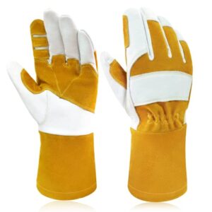 intra-fit cowhide mig welding gloves long cuff, en388-2132x, en407-413x4x, en12477 type a