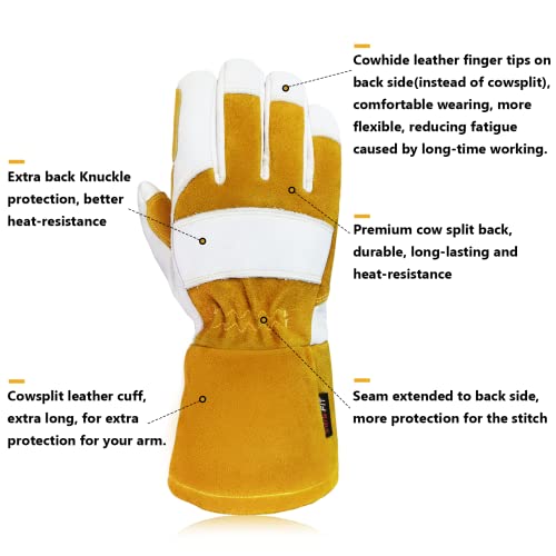 Intra-FIT Cowhide MIG Welding Gloves Long Cuff, EN388-2132X, EN407-413X4X, EN12477 TYPE A