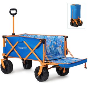 beach wagon cart with big wheels, collapsible utility wagon heavy duty folding,ideal for outdoor sand camping garden pet by old bahama bay
