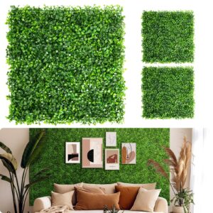 aboofx 10x10in artificial grass wall panels, 12 pack boxwood decor for interior walls, garden fences, greenery backdrop
