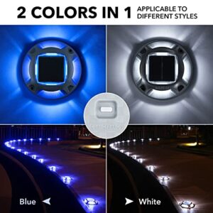 AGPTEK Solar Driveway Lights Outdoor 12 Pack, Solar Deck Lights 2 Color Modes Dock Lights Waterproof Driveway Markers Step Lights for Sidewalk Stair Garden Pathway Walkway Yard(Blue Light/Cool White)