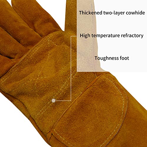 SPRIGHOLLY 16inch /Mig/Stick Welding Gloves Heat/Fire Resistant, Mitts for Oven/Grill/Fireplace/Furnace/Stove/Pot Holder/Tig Welder/Mig/BBQ/Animal handling glove with 16 inches Extra Long Sleeve