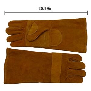 SPRIGHOLLY 16inch /Mig/Stick Welding Gloves Heat/Fire Resistant, Mitts for Oven/Grill/Fireplace/Furnace/Stove/Pot Holder/Tig Welder/Mig/BBQ/Animal handling glove with 16 inches Extra Long Sleeve