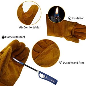 SPRIGHOLLY 16inch /Mig/Stick Welding Gloves Heat/Fire Resistant, Mitts for Oven/Grill/Fireplace/Furnace/Stove/Pot Holder/Tig Welder/Mig/BBQ/Animal handling glove with 16 inches Extra Long Sleeve