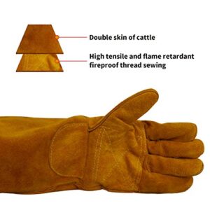 SPRIGHOLLY 16inch /Mig/Stick Welding Gloves Heat/Fire Resistant, Mitts for Oven/Grill/Fireplace/Furnace/Stove/Pot Holder/Tig Welder/Mig/BBQ/Animal handling glove with 16 inches Extra Long Sleeve