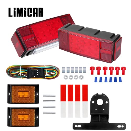 LIMICAR Boat Trailer Lights, Trailer Light Kit, LED Trailer Lights with 25ft Trailer Wiring Harness Kit, IP68 Trailer Lights for Truck Marine RV Camper Snowmobile Over 80" Inches