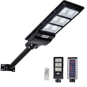 DHrtara Solar Outdoor Lights, 600W LED Street Lights, IP67 Waterproof Security Flood Light, Dusk to Dawn with Motion Sensor & Remote Control for Courtyard Road,Exterior Wall, Patio, Yard, Deck, Garden