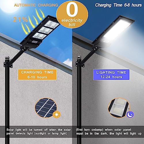 DHrtara Solar Outdoor Lights, 600W LED Street Lights, IP67 Waterproof Security Flood Light, Dusk to Dawn with Motion Sensor & Remote Control for Courtyard Road,Exterior Wall, Patio, Yard, Deck, Garden