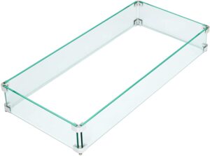 vicluke rectangular fire pit wind guard, 33 x15.35 x4.72 inch glass flame guard, 0.39 inch thick clear tempered glass wind guard fence for outdoor, patio, fire pits table/pan