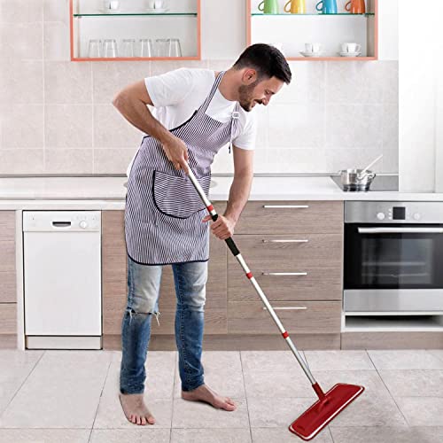 PANDA GRIP Microfiber Floor Mop with Scrubber and 1 Washable Reusable Pads Wet Dry Flat Mop with 360 Degree Swivel Head Dust Mops for Floor Cleaning for Hardwood Laminate Wood Tile