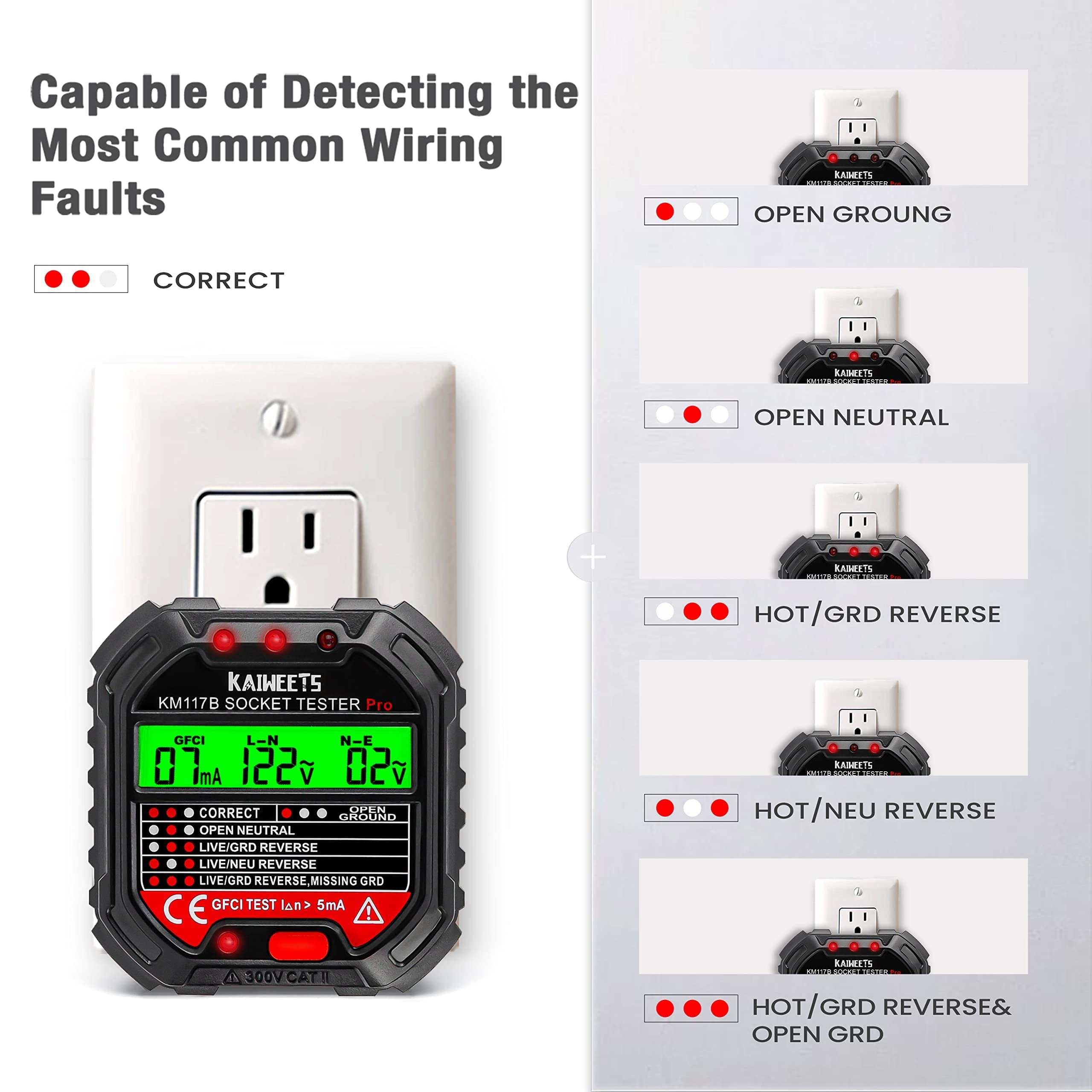 KAIWEETS Voltage Tester & GFCI Outlet Tester